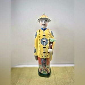 Vintage Oriental Statue - Chinese Imperial Qing Dynasty Traditional Yellow Robe